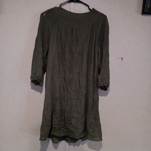 Indigo Rose Dress Womens Small Green Crochet Detail Tunic Length Boho Whimsical - Picture 4 of 4